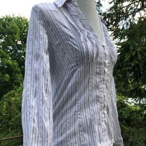 Wallis Stripe Button Down Corset Shape Blouse Sz12